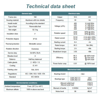 Silnik elektryczny 18,5kW 2800 obr/min. 160 B5